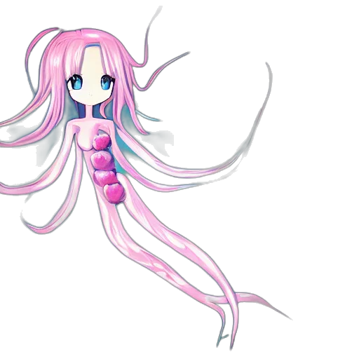 hair, creature, dress, staff transparent PNG cut-out