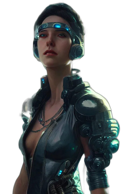 robot, face, jacket, weapon transparent PNG cut-out