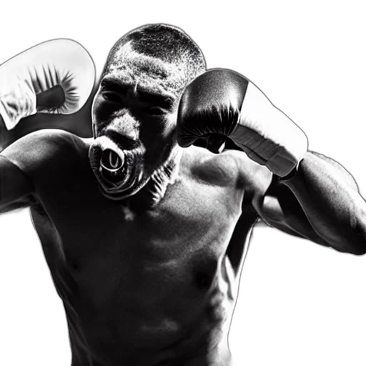 photorealistic, boxer, punching, self transparent PNG cut-out