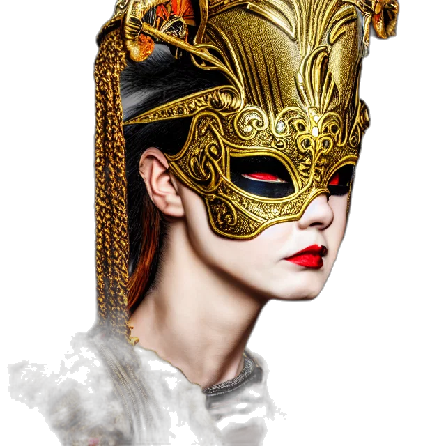 mask, crown, face, photorealistic transparent PNG cut-out
