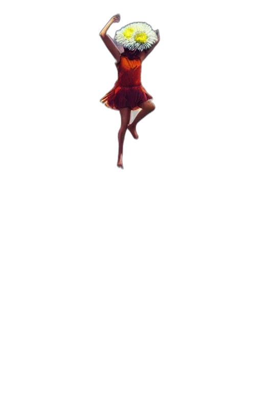 dress, staff, creature, flower transparent PNG cut-out