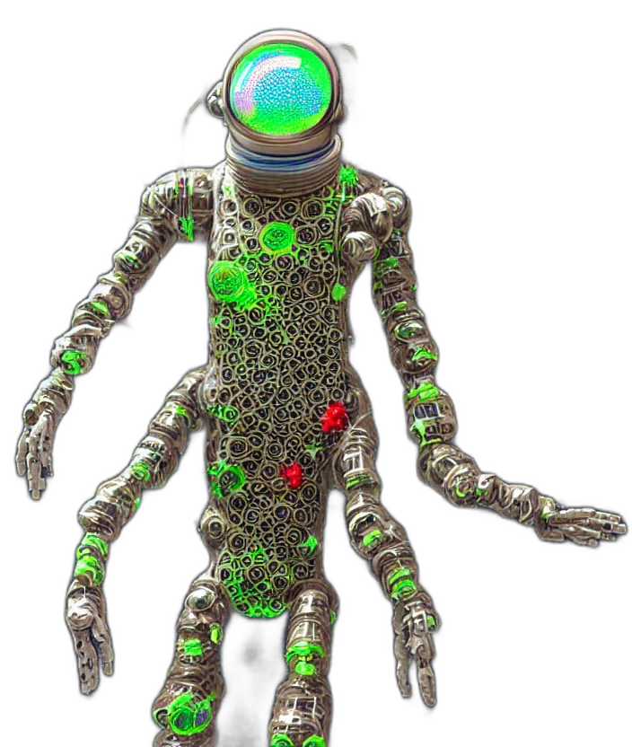 robot, creature, mask, staff transparent PNG cut-out