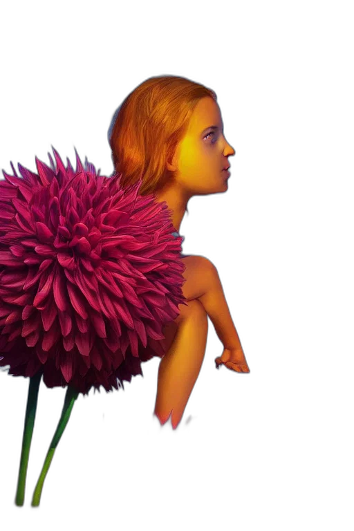 flower, hair, 3d render, photorealistic transparent PNG cut-out