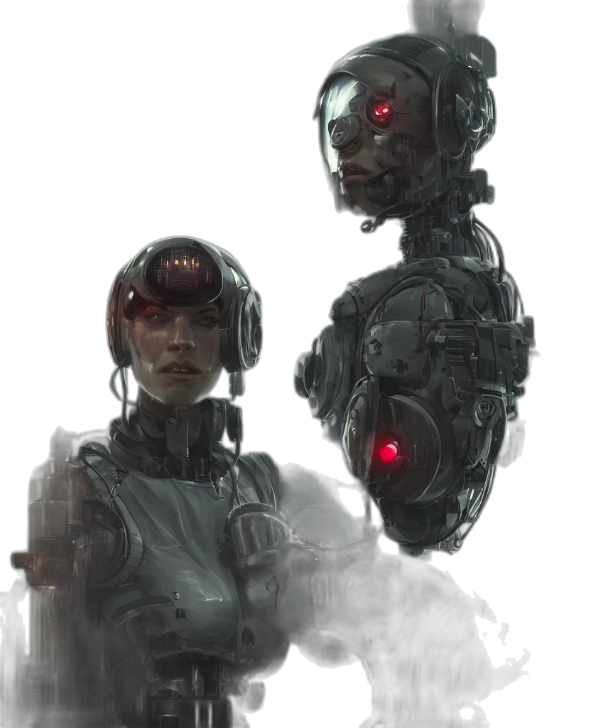 robot, concept art, cyberpunk, comic book art transparent PNG cut-out
