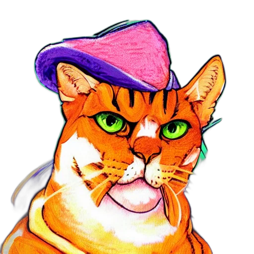 hat, animal, watercolor, photorealistic transparent PNG cut-out