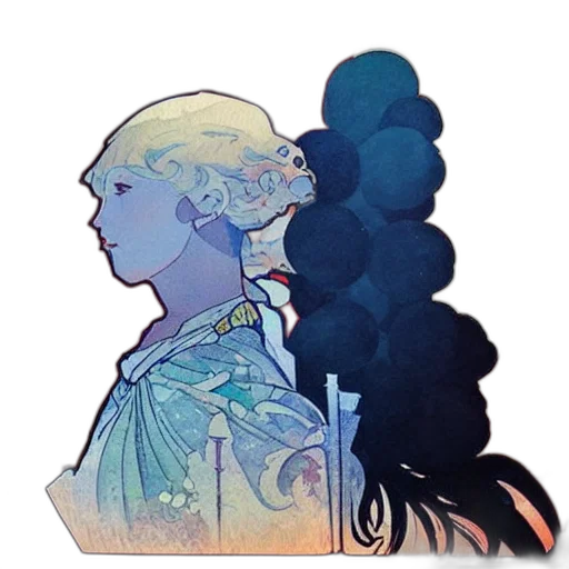 crown, hair, staff, face transparent PNG cut-out