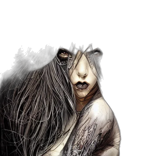 creature, hair, mask, face transparent PNG cut-out