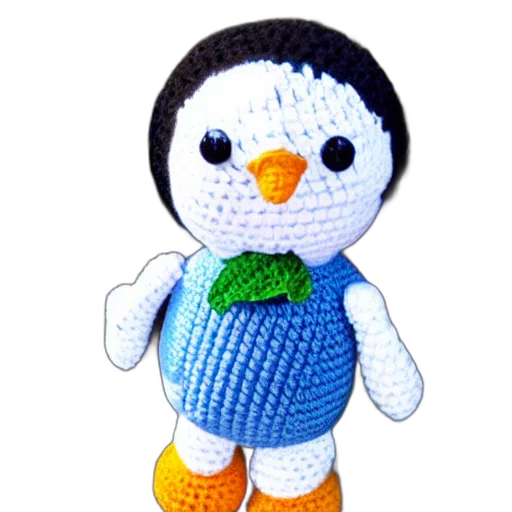 pixel art, 3d render, crocheted, penguin transparent PNG cut-out