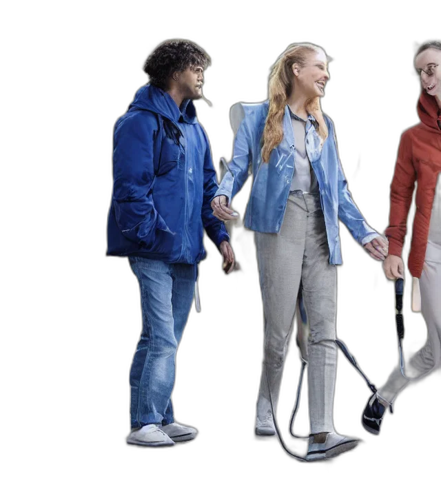 staff, umbrella, jacket, walking transparent PNG cut-out