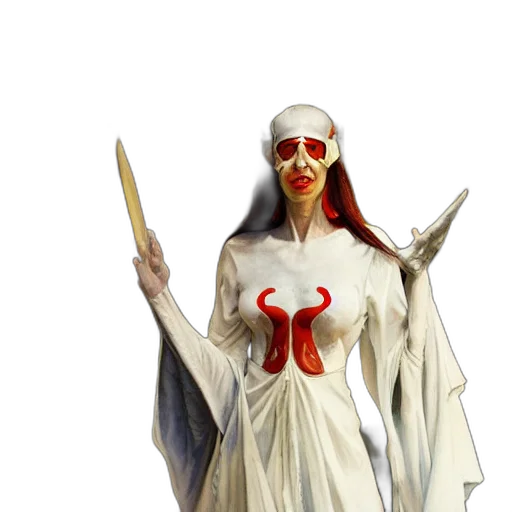 mask, dress, staff, creature transparent PNG cut-out
