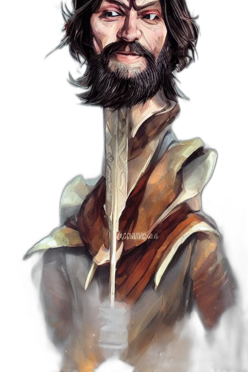 staff, face, jacket, sword transparent PNG cut-out