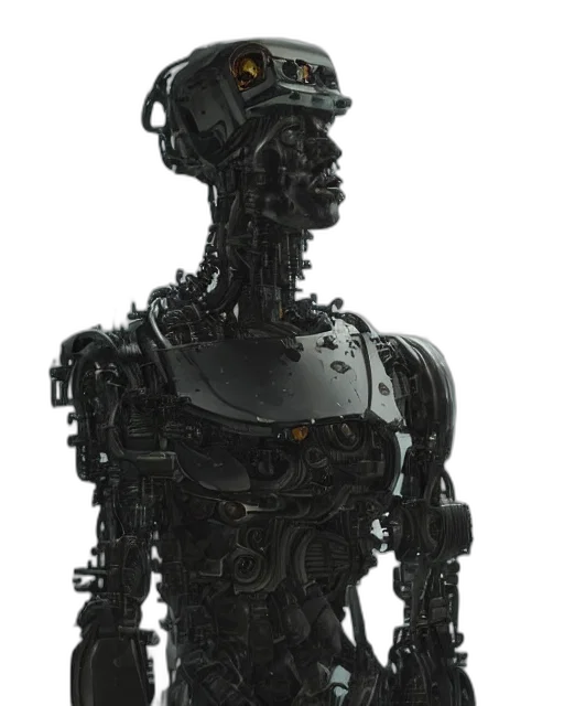 robot, animal, staff, cyberpunk transparent PNG cut-out