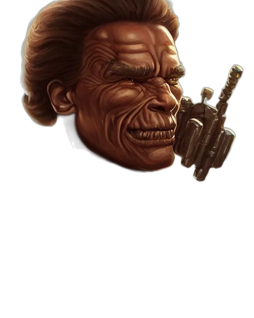 face, staff, hair, weapon transparent PNG cut-out