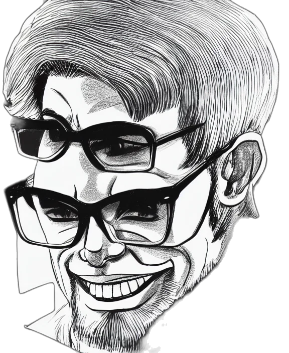 face, cartoon, comic book art, pencil sketch transparent PNG cut-out