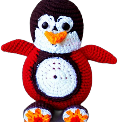 3d render, pixel art, crocheted, penguin transparent PNG cut-out