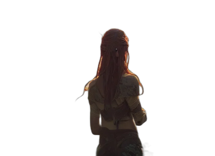 dress, staff, hair, jacket transparent PNG cut-out