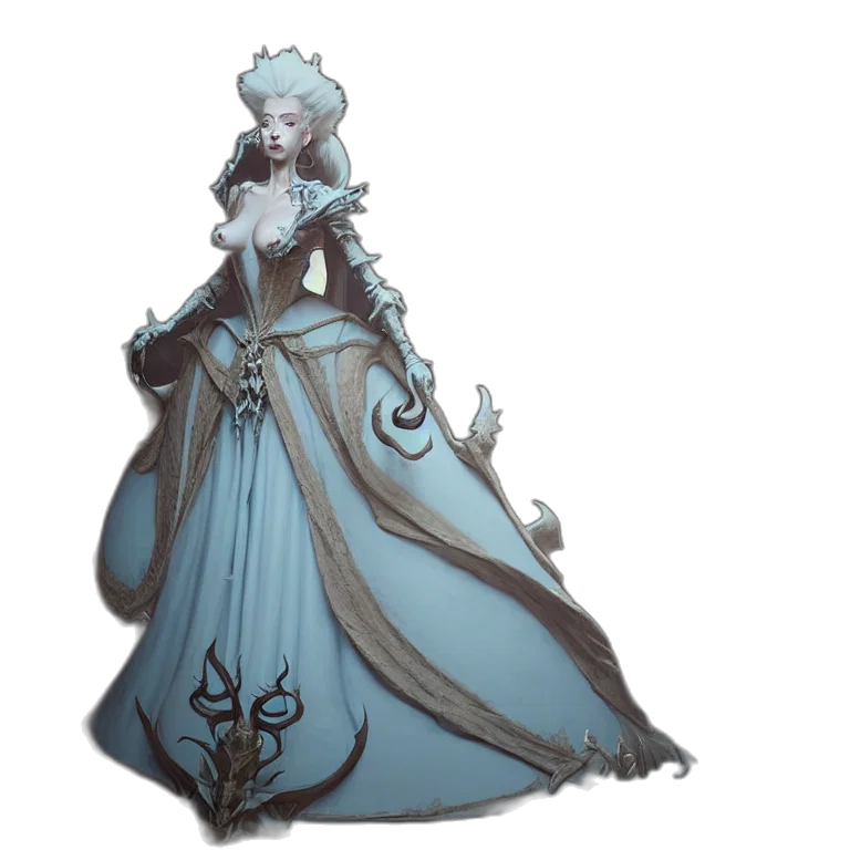 dress, staff, crown, concept art transparent PNG cut-out