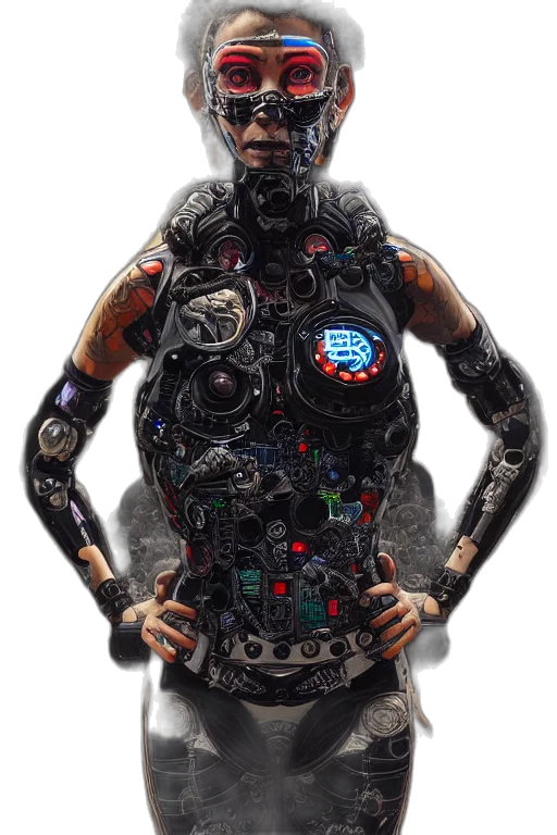 robot, jacket, dress, face transparent PNG cut-out