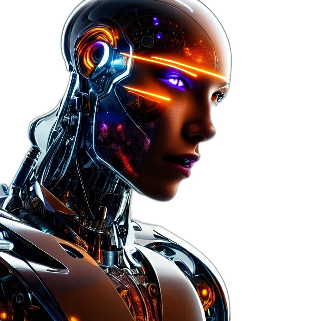 robot, cyberpunk, concept art, 3d render transparent PNG cut-out