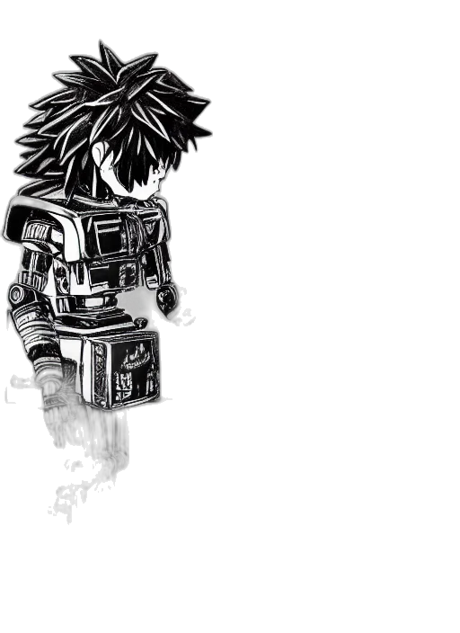 robot, mask, sword, jacket transparent PNG cut-out