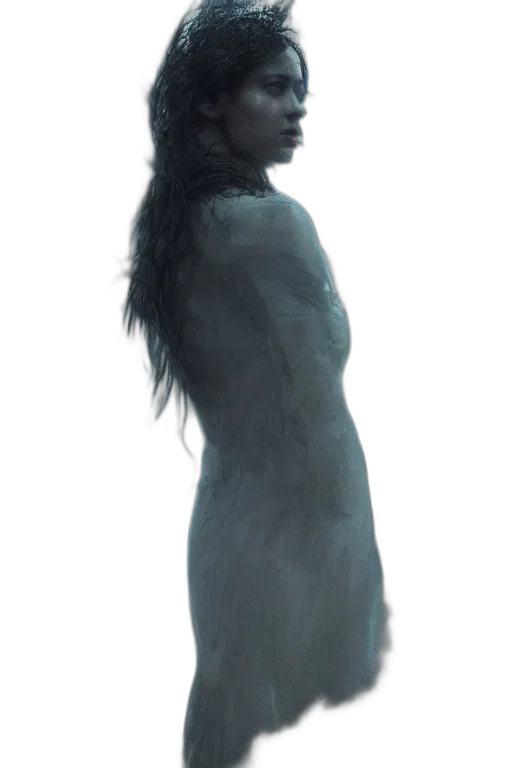 dress, creature, hair, face transparent PNG cut-out