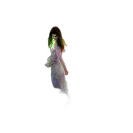 dress, creature, staff, hair transparent PNG cut-out