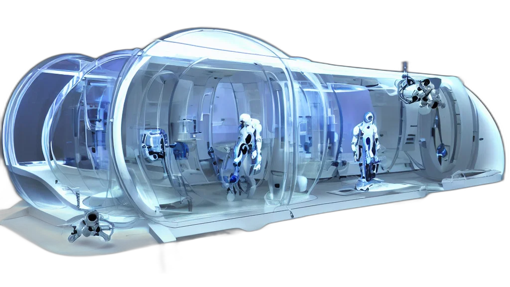 robot, concept art, 3d render, cyberpunk transparent PNG cut-out