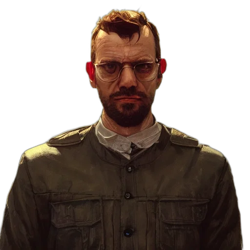 jacket, staff, face, weapon transparent PNG cut-out