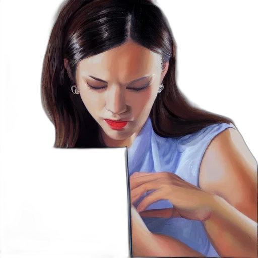 jewelry, dress, face, oil painting transparent PNG cut-out