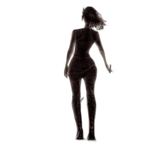 dress, hair, staff, creature transparent PNG cut-out