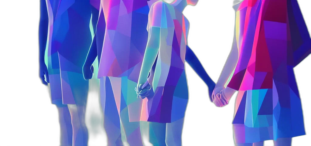 dress, staff, vaporwave, 3d render transparent PNG cut-out