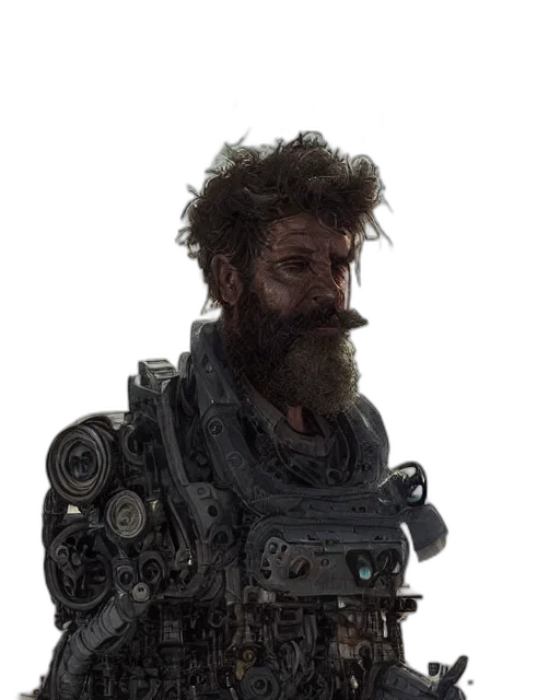 robot, face, hair, staff transparent PNG cut-out