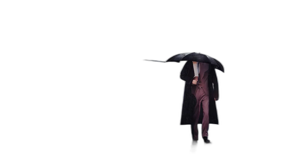 umbrella, staff, jacket, hat transparent PNG cut-out