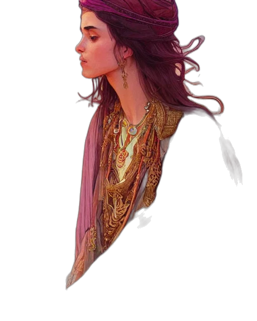 dress, jewelry, dragon, hair transparent PNG cut-out