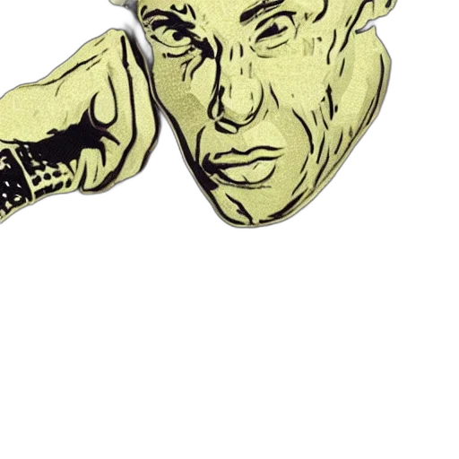 face, mask, staff, comic book art transparent PNG cut-out