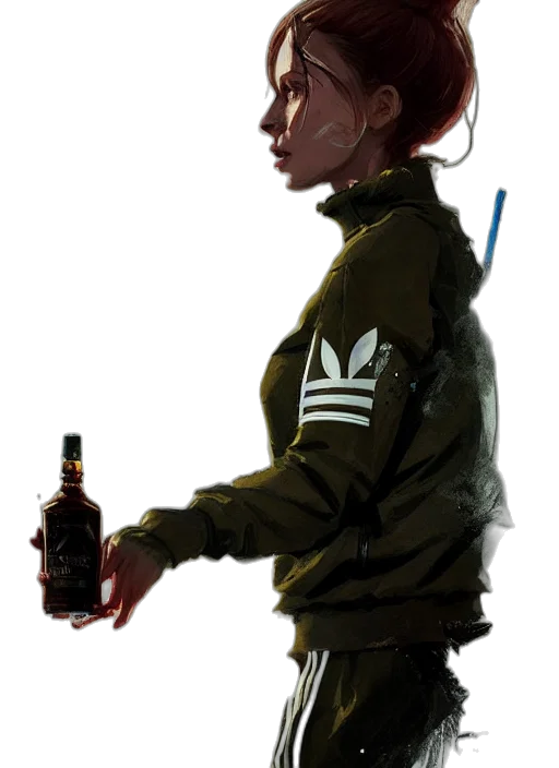 jacket, bottle, staff, weapon transparent PNG cut-out