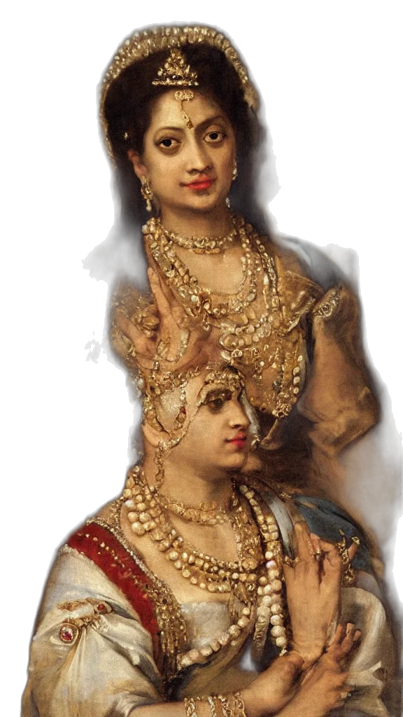 jewelry, crown, face, oil painting transparent PNG cut-out