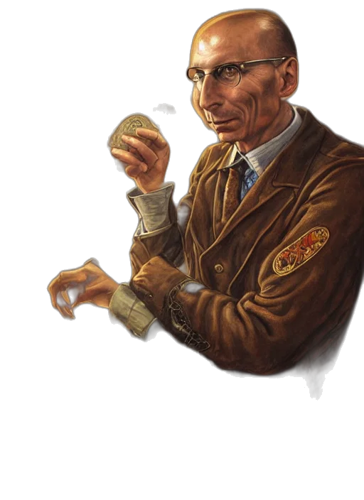 jacket, face, staff, weapon transparent PNG cut-out