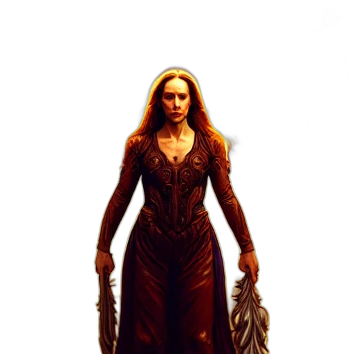 dress, staff, crown, concept art transparent PNG cut-out