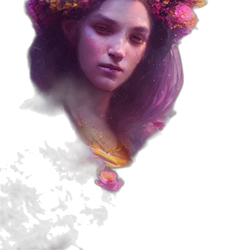 flower, crown, face, fantasy art transparent PNG cut-out