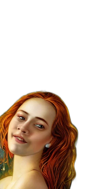 face, hair, crown, staff transparent PNG cut-out