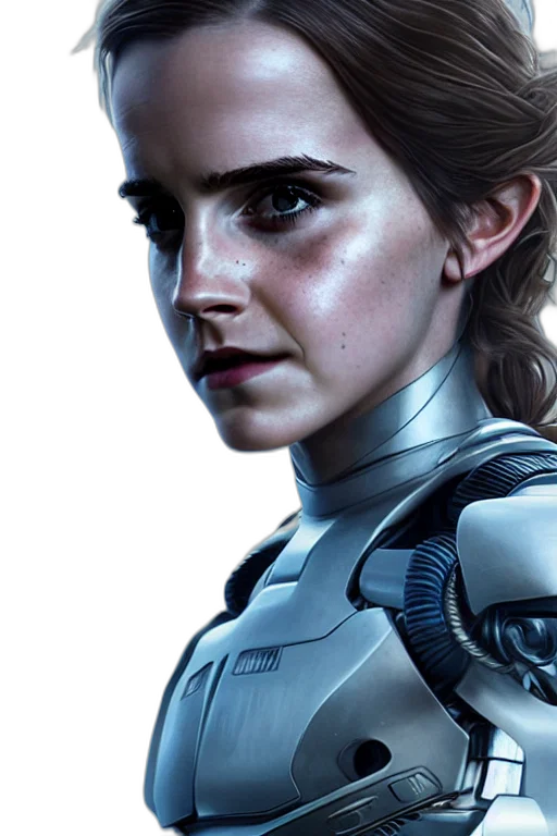 robot, face, concept art, photorealistic transparent PNG cut-out