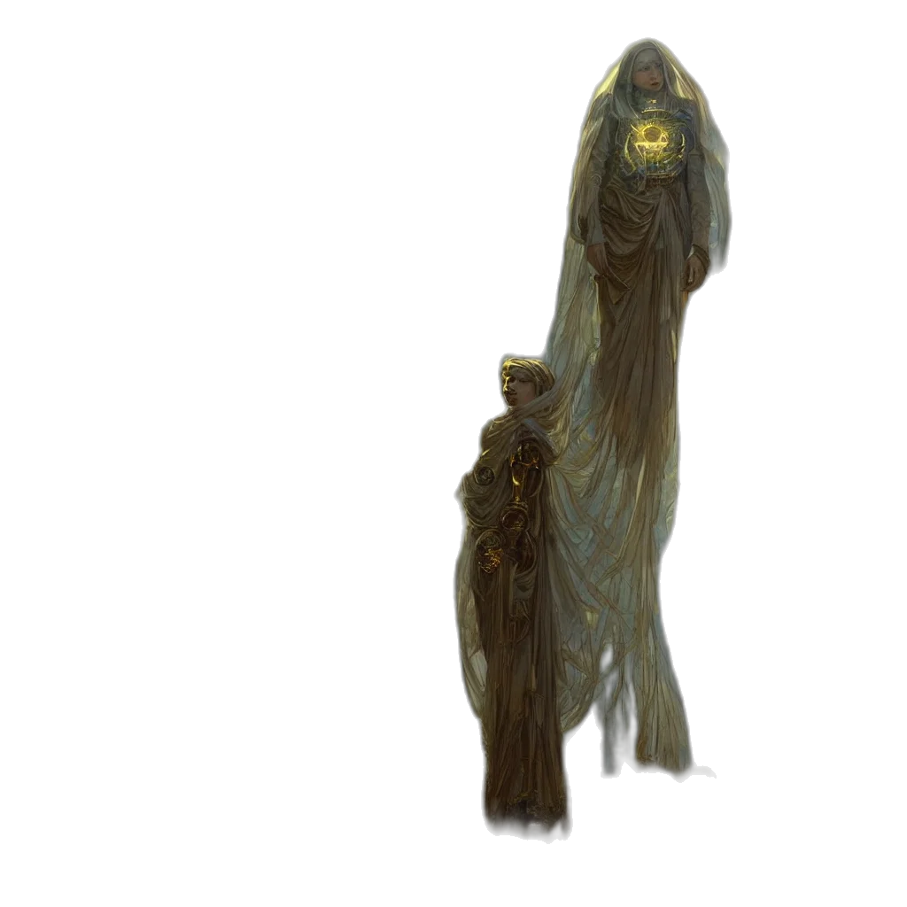 creature, staff, mask, dress transparent PNG cut-out