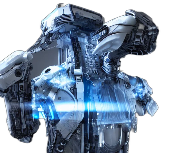 robot, car, weapon, 3d render transparent PNG cut-out