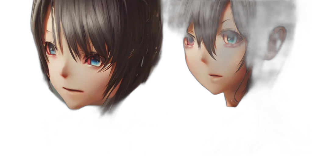 face, mask, hair, 3d render transparent PNG cut-out