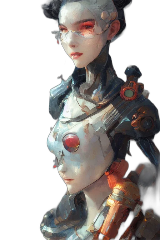 robot, face, staff, weapon transparent PNG cut-out