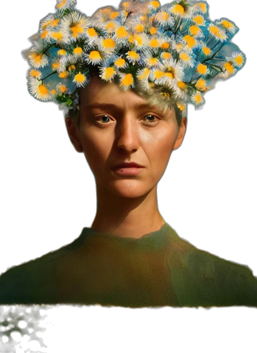 face, crown, flower, dress transparent PNG cut-out