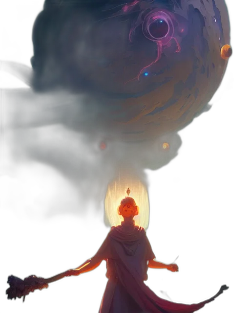 crown, staff, creature, mask transparent PNG cut-out