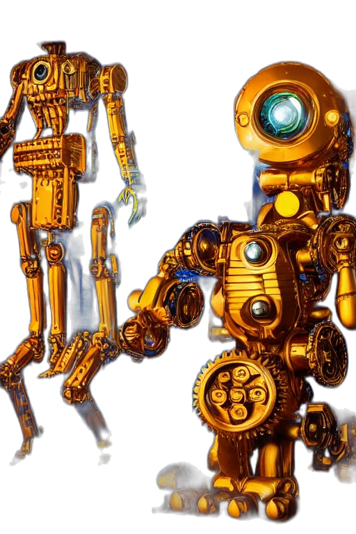 robot, concept art, 3d render, cyberpunk transparent PNG cut-out
