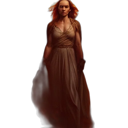dress, staff, face, creature transparent PNG cut-out